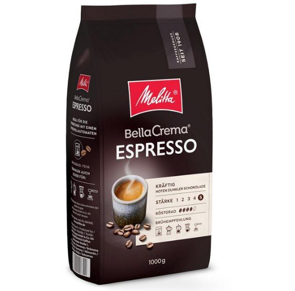 ☕ 1kg Melitta Ganze Kaffeebohnen Bella Crema Espresso ab 14,24€ (statt 19€)
