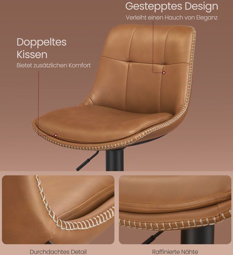 🪑 2x Vasagle Barhocker mit Rückenlehne, Kunstleder für 69,99€ (statt 85€)