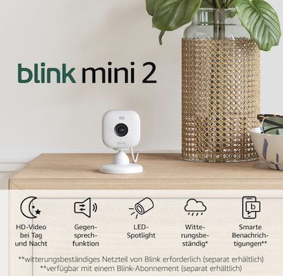 📷🌙🏠 Blink Mini 2 – Überwachungskamera mit HD Nachtsicht für 20,99€ (statt 31€)