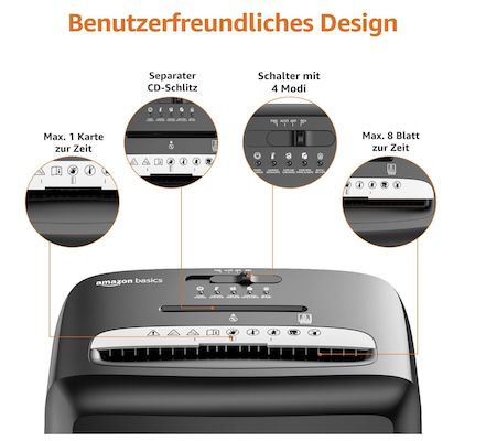 🗂️✂️🗑️ Amazon Basics Mikroschnitt Aktenvernichter für 8 Blätter für 65,89€ (statt 80€)