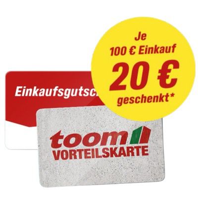 🪛 Toom Baumarkt: Je 100€ Einkaufswert einen 20€ Gutschein gratis ➡️ am 1. & 2. Oktober