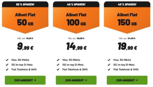 🔥 Vodafone Tarife von klarmobil mit 40GB / 100GB / 150GB + Allnet ab 9,99€ mtl.