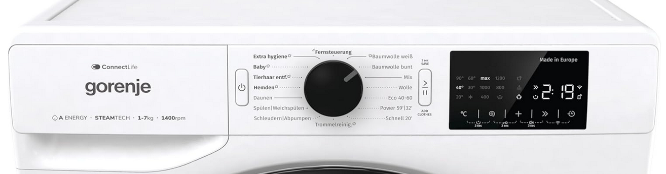 GORENJE WPNEI74 smarte Waschmaschine 7kg 1.400U/min für 296,40€ (statt 394€)