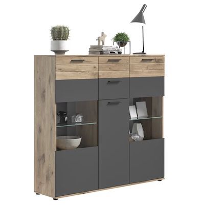 MID.YOU Highboard 140/134/37 cm in Grau für 218,65€ (statt 477€)