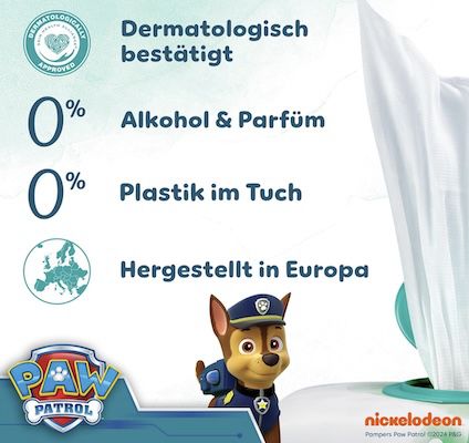 1.440 Stk. Pampers Harmonie Aqua Baby Feuchttücher Paw Patrol für 35€ (statt 47€)
