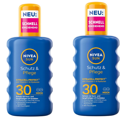 2x Nivea Sun Schutz & Pflege Spray je 200ml LSF 30 für 12,78€ (statt 16€)