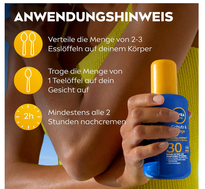 2x Nivea Sun Schutz & Pflege Spray je 200ml LSF 30 für 12,78€ (statt 16€)