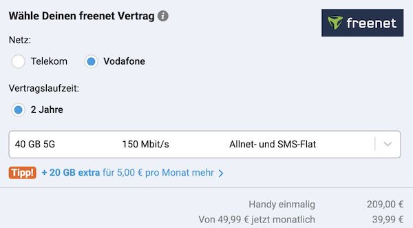 🍏 Apple iPhone 16 Pro für 209€ + Vodafone 40GB Allnet 39,99€ mtl. + 150€ Bonus