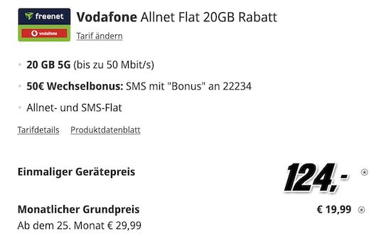 Eff. Gewinn! 🔥 Samsung Galaxy S25 für 124€ + Vodafone Allnet 20GB 5G für 19,99€ + 50€ Bonus