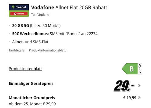 📱 Samsung Galaxy S24 FE für 29€ + Vodafone Allnet 20GB für 19,99€ mtl. + 50€ Bonus