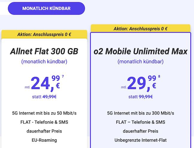 🔥 o2 Allnet Flat mit Unlimited 5G ab 29,99€ mtl.   Monatlich kündbar + 0€ AG