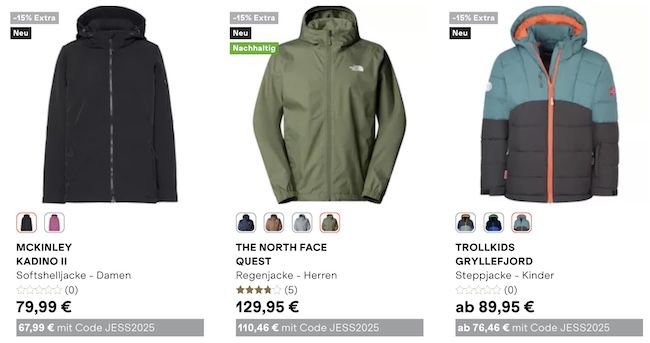 🧥 Jacken Sale bis  40% bei SportScheck + 15% Extra Rabatt