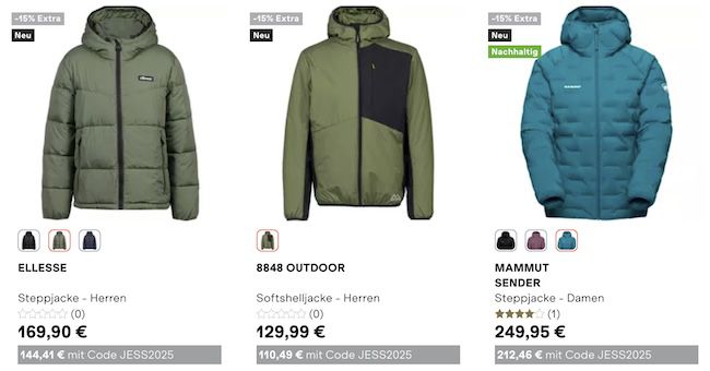 🧥 Jacken Sale bis  40% bei SportScheck + 15% Extra Rabatt