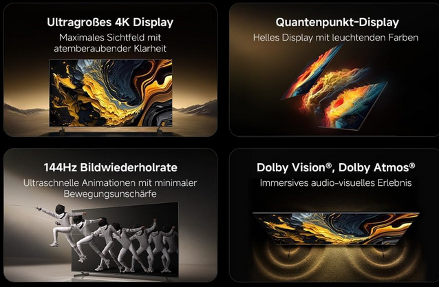 XIAOMI TV MAX 85 Zoll QLED 144Hz smart TV für 999€ (statt 1.299€)