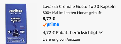 ☕️ 30er Lavazza Crema e Gusto o. Rossa Nespresso Kapseln ab 8,77€ (statt 12€) ☕️ 30er Lavazza Crema e Gusto o. Rossa Nespresso Kapseln ab 8,77€ (statt 12€)
