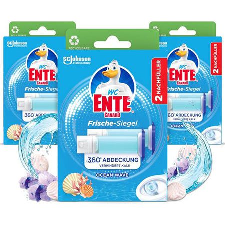 🚽 3er Pack WC ENTE Frische-Siegel Ocean Wave Nachfüller ab 8,07€ (statt 11€)