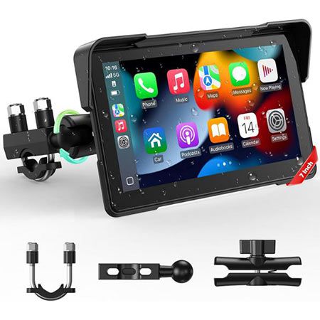 LAMTTO Motorrad GPS Carplay 7″ Display mit Halterung für 119,39€ (statt 140€)
