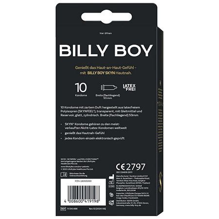🎈 10er Pack Billy Boy SKYN Latexfrei Kondome, 53mm ab 8,88€ (statt 13€)