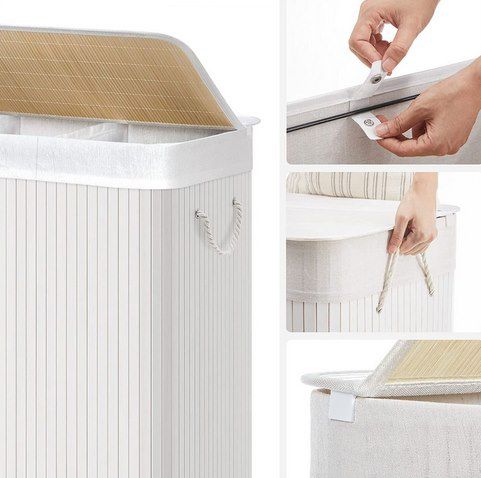 SONGMICS Wäschekorb aus Bambus mit 3 Fächern für 23,99€ (statt 33€)