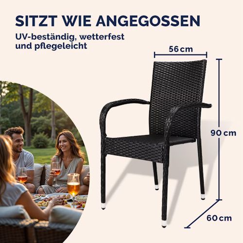 🌳 4x Casaria Comfort Polyrattan Stapelstuhl ab 106,95€ (statt 190€)