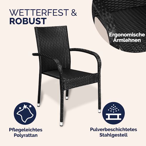 🌳 4x Casaria Comfort Polyrattan Stapelstuhl ab 106,95€ (statt 190€)