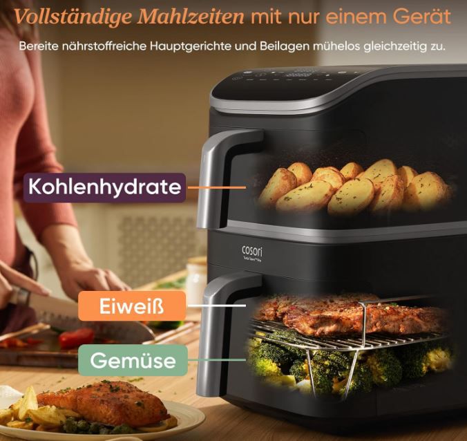 COSORI Turbo Tower Pro 10,8L   Doppelkammer übereinander für 259,99€ (statt 320€)