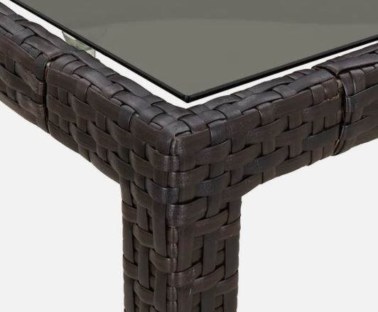 vidaXL Poly Rattan 190cm Gartentisch   gehärtetes Glas, in Braun für 102,99€ (statt 130€)