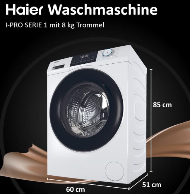 Haier 8kg Waschmaschine mit 1.400U/min & 42kWh Verbrauch für 372,65€ (statt 426€)