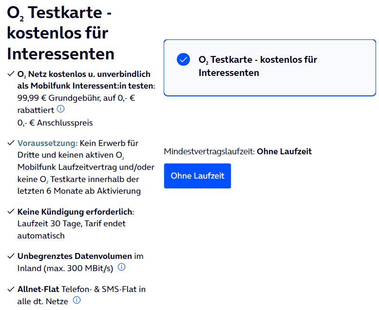 GRATIS! 🔥 o2 Testkarte mit unlimited 5G/LTE Volumen + Allnet (30 Tage) + Selbstkündigend