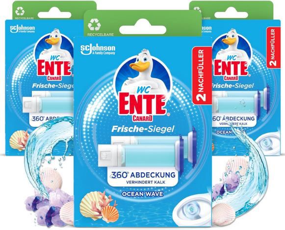 🚽 3er Pack WC ENTE Frische Siegel Ocean Wave Nachfüller ab 7,17€ (statt 10€)
