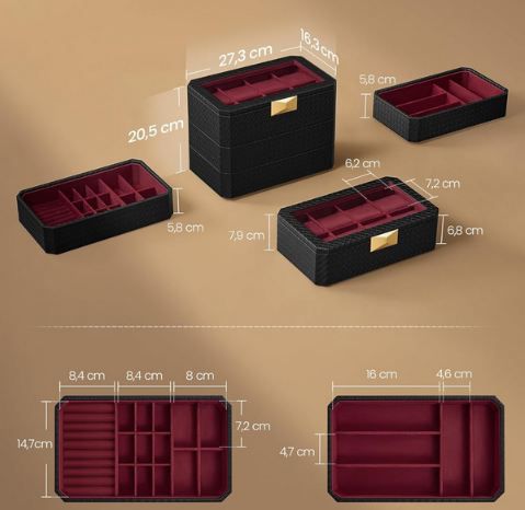 Songmics Home Ronne Kollektion Uhrenbox mit 3 Ebenen für 19,13€ (statt 30€)