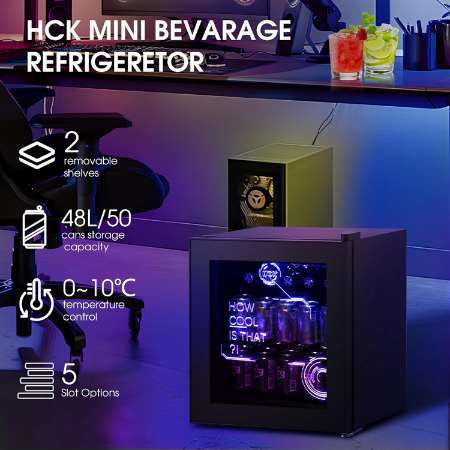 🧊 HCK 48L Mini Kühlschrank mit Glastür + RGB LED für 288,99€ (statt 350€)