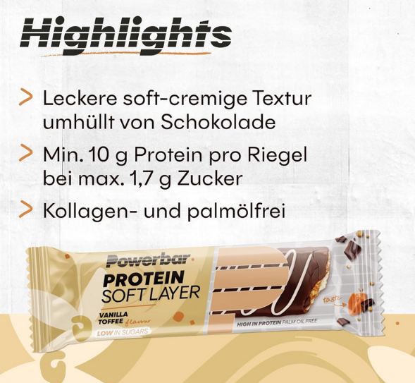 🍫 12er Pack Powerbar Protein Soft Layer Vanilla Toffee ab 15,86€ (statt 22€)