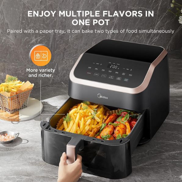🍟 Midea 8 in 1 XXL Air Fryer, 9L, max 200°C für 83,99€ (statt 100€)
