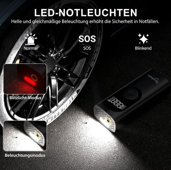 💨 Tccbac Elektrische Akku Luftpumpe bis 10 Bar für 29,99€ (statt 50€)