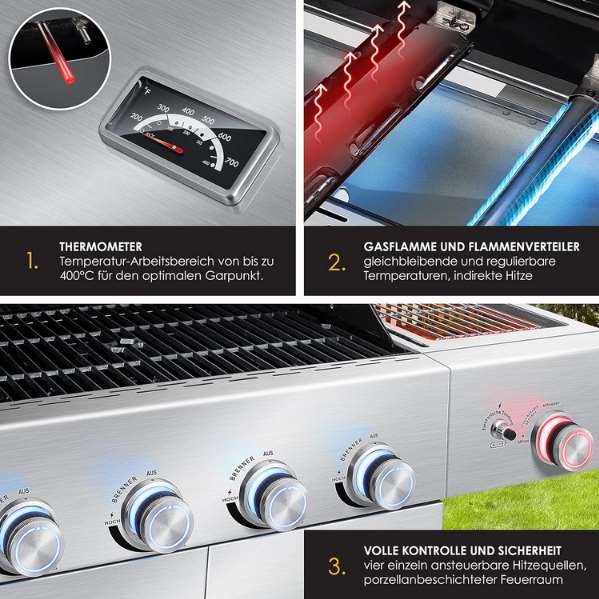🥩 Kesser Master BBQ Gasgrill mit Infrarot & Grillthermometer für 364,80€ (statt 430€)