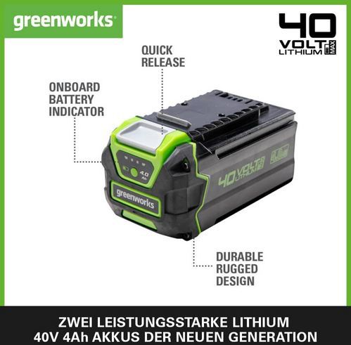 🔋 2er Pack Greenworks G40BK4X 40V, 4Ah Akkus für 169,99€ (statt 208€)