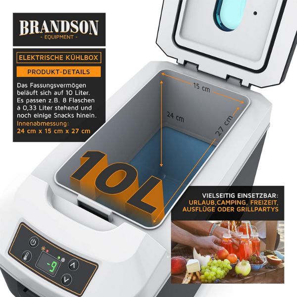 🧊 Brandson Elektrische Kühl  & Heizbox, 10L, 12V/230V für 76,49€ (statt 100€)