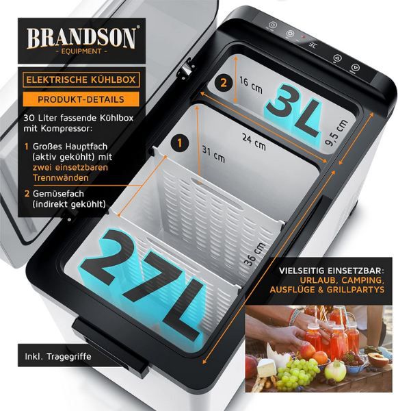 🥤 Brandson ECO Kompressor Kühlbox XXL mit 30L für 187,75€ (statt 240€)