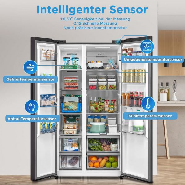 ❄️ Midea MDRS791MYA46 Side by Side Kühlschrank, 592L für 1.104€ (statt 1.499€)