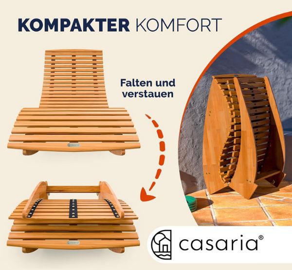 🏡 Casaria Java Gartenliege, 155x60x93cm, klappbar für 99,95€ (statt 120€)