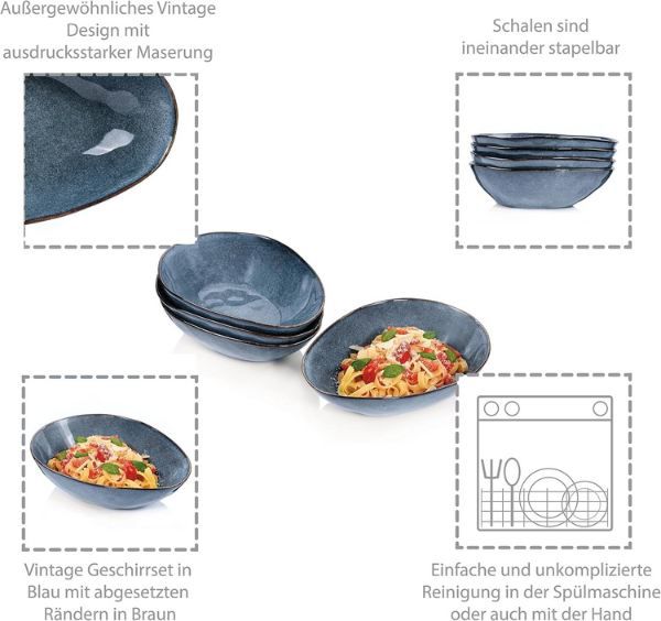 ⚡🍝 Sänger Darwin Steingut Pastateller, 4 tlg. für 56,99€ (statt 95€)