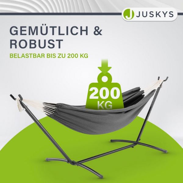 🏖️ Juskys Paya Doppelhängematte mit Gestell bis 200kg für 67,99€ (statt 80€)
