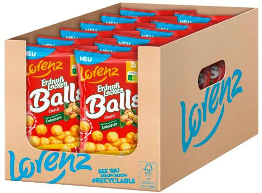 🥜 12er Pack Lorenz Snack World ErdnußLocken Balls, je 130g ab 14,70€ (statt 20€)
