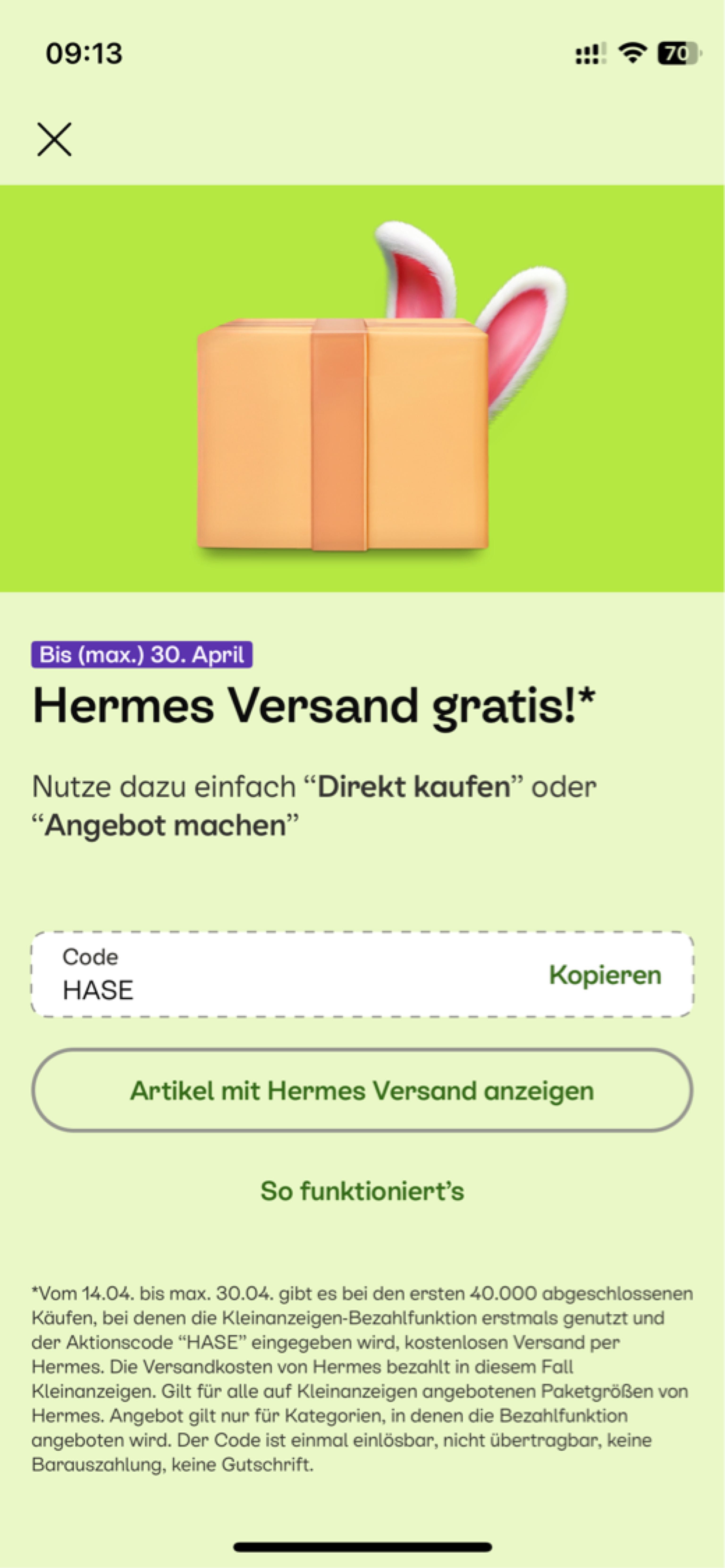 kleinanzeigen.de gratis Hermes versand