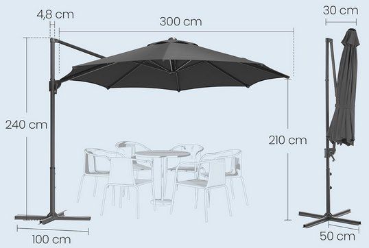 ☀️ SONGMICS Ampelschirm (300cm) mit Kurbel für 95,99€ (statt 120€)