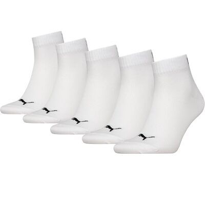 PUMA Unisex Quarter Plain Socken Weiß  5er Pack ab 11,63€ (statt 17€) oder 3 für 6,73€