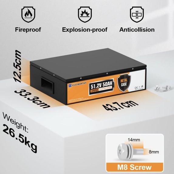 ECO WORTHY LiFePO4 48V 50Ah Akku für 389,99€ (statt 430€)