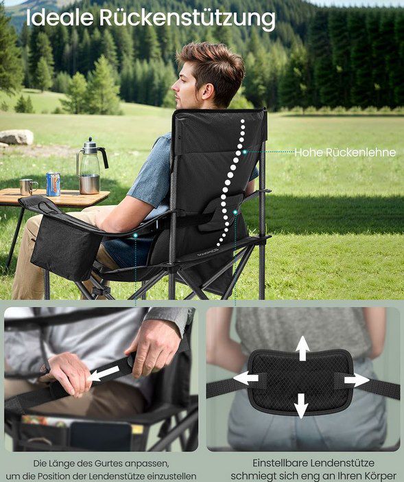 SONGMICS Campingstuhl mit Getränkehalter & Kühlfach für 30,99€ (statt 46€)