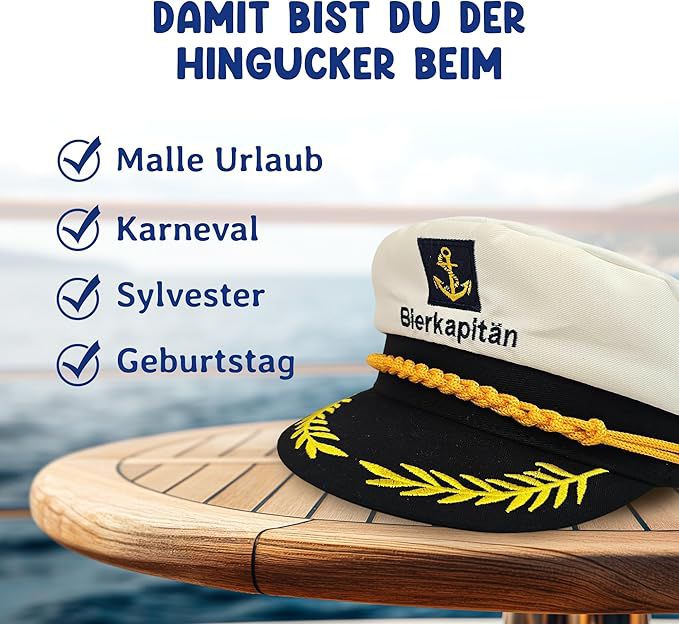 🍺 Kapitänsmütze Bierkapitän für Party oder Junggesellenabschied etc für 9,99€